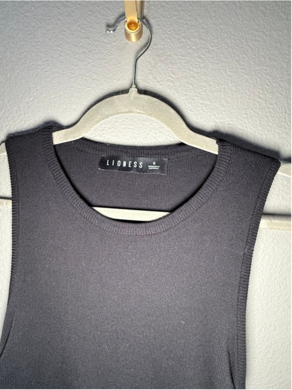 Women's LIONESS Black Ribbed Ruched Mini Dress S - Picture 4 of 6